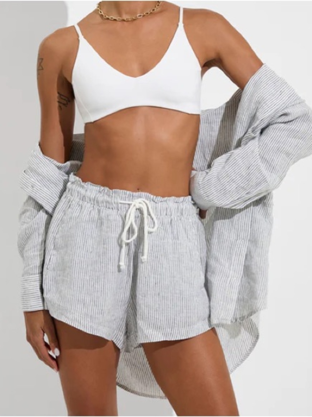 L Space Striped Linen Shorts